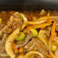 Spicy Beef · Stir fried beef with onions, celery, and carrots in a spicy sauce.