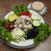 Fresh Berry Chicken Salad · This bright summer salad features our housemade chicken salad made fresh blueberries, celery...