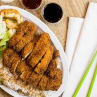 #11. Chicken Katsu Plate · 2 Pieces of Fried White Meat Chicken over Rice with Salad and Side Tempura (Top 5 Most Popul...