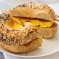 Breakfast Sandwich · Bacon or sausage or ham, egg, American cheese.