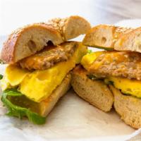 Impossible Egg & Cheese · Plant based impossible patty, egg, American cheese.