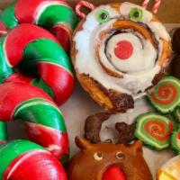 Holiday Gift Box 3 · 4 holiday bagels, 1 apple pie/plain cream cheese, 1 Reindeer bagel, 1 reindeer cinnamon roll...