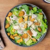 Chicken Caesar Salad · Romaine lettuce, grilled chicken, parmesan cheese, croutons, and classic Caesar dressing.