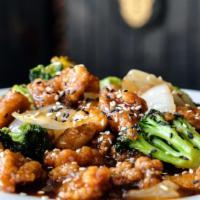 Sesame · broccoli, onion, boh choy, brown sugar soy sauce. (sub tofu for vegetarian option)