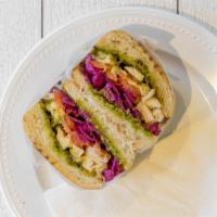 Chicken Pocket Sandwich · Freshly made chicken salad with avocado and sprouts stuffed in pita bread.