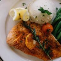Broiled Catch · Salmon, Flounder, Cod or Tilapia. Topped w/ lemon butter sauce.