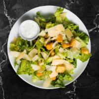 Caesar Crumbs Salad  · (Vegetarian) Romaine lettuce, house croutons, and parmesan cheese tossed with Caesar dressing.