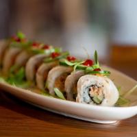 Double Yellowtail Roll · Spicy yellowtail, tempura crunch inside with yellowtail avocado on top.