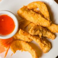Fried Calamari · Served with sweet and sour sauce and crushed peanut on the top.
