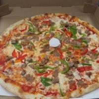 Islands Of Hawaii Pizza · Fresh dough sprinkled with extra virgin olive oil, half baked then topped with secret pizza ...