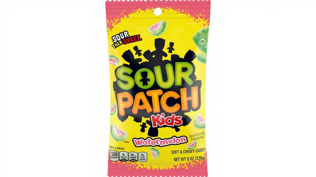 Sour Patch Watermelon 8Oz · Sour Patch Kids Watermelon Soft & Chewy Candy packs all the juicy watermelon flavor into a mischief-filled candy bag. This soft candy floods your mouth with watermelon flavor, creating a sour then sweet treat that satisfies your taste buds. The fun watermelon slice shape makes you feel like your favorite fruits are always in season.
