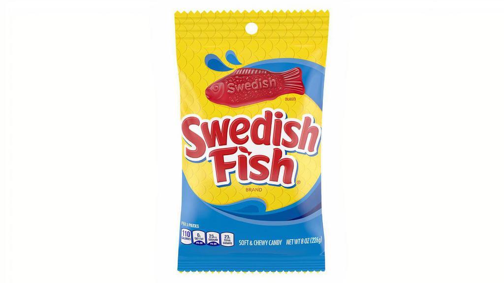 Swedish Fish 8Oz · Swedish Fish are a yummy, soft and chewy candy. They taste like fruit, not like fish. They're a fun size for snacking, and make the perfect addition to red candy buffets and party favors. Swedish Fish are a must have for any gummy-lover.
