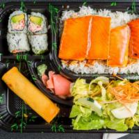 #5. Salmon Teriyaki Deluxe Bento · Includes mixed vegetables and choice of white rice, fried rice or noodles, 4 pieces of Calif...
