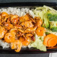 #4. Chicken And Shrimp Regular Bento · Includes mixed vegetables and choice of white rice, fried rice or noodles.