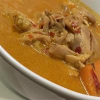 Yellow Curry · Spicy. Choices of protein with yellow curry paste, coconut milk, carrot, and potato.