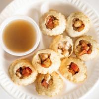 Gol Gappay [8 Piece] · Round, hollow, fried wheat flour crisp (gol gappay) filled with a mixture of tamarind water,...