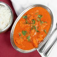 Chicken Tikka Masala · Chicken breast marinated in spices and yogurt baked in a tandoor oven and cooked in a creamy...