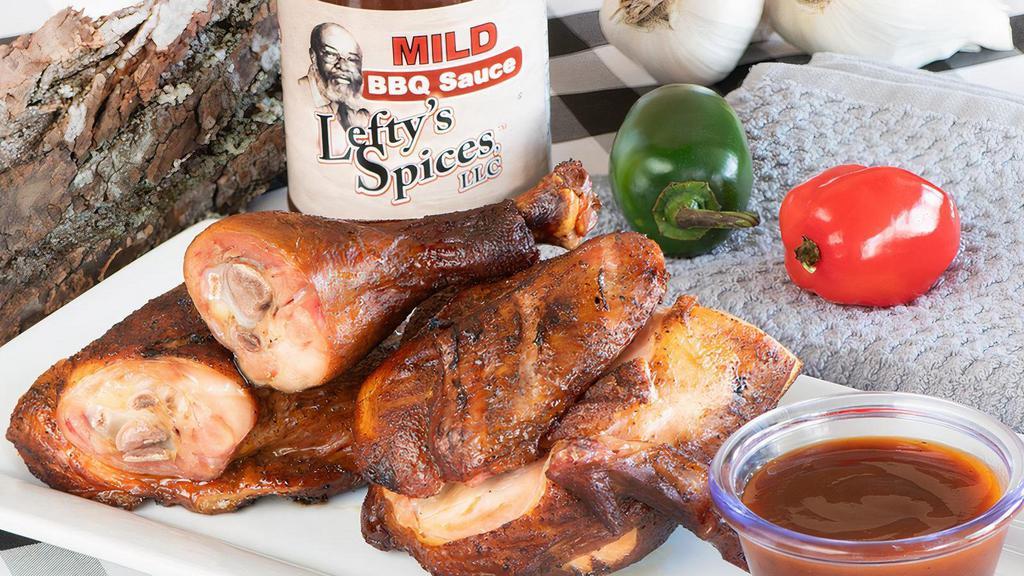 Wing & Breast Chicken Platter · Succulent chicken hand-rubbed with Lefty's bold seasonings and slowly smoked over hickory wood.