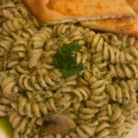 Pesto Pasta * · Your choice of pasta served with our pesto and creamy mushroom&pepper sauce
