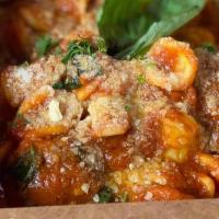 Pasta With Meatballs · Pasta with tomato sauce with homemade meatballs.