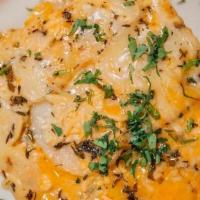 Three Cheese Potato Gratin · Smoked Gouda, Cheddar Cheese, Parmesan Cheese & Fresh Herbs