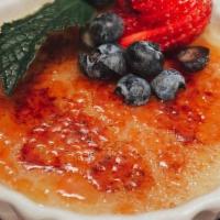 Creme Brulee · Homemade Creamy Vanilla Custard with a Brittle Top of Melted Sugar