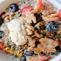 24 Hour Oatmeal · Gluten Free, Vegetarian, Dairy Free, and Contain Nuts.  Overnight Oats,  Strawberry Jam,  Se...