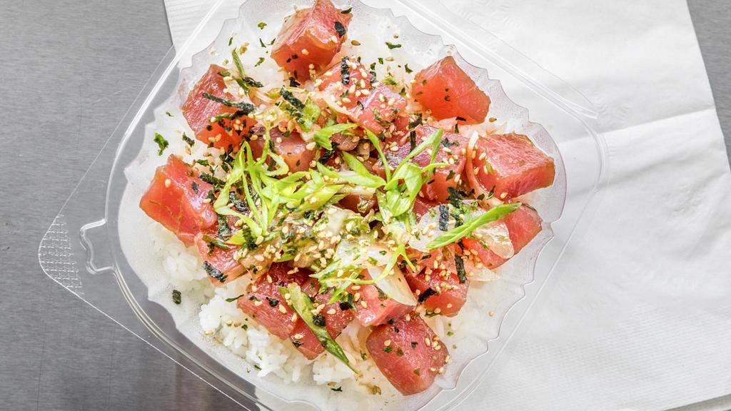 Shoyu 'Ahi · This is the classic poké that all other poke originates from. Sushi grade ahi, sesame oil, shoyu and sambal oelek mixed with sweet onions, green onions and topped with furikake.