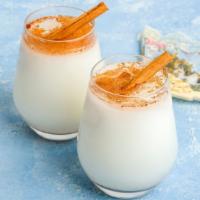Horchata · Creamy, cold, rice and nut milk with a touch of cinnamon and vanilla.