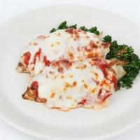 Grilled Chicken Parmesan · grilled broccolini, charred onion, organic DiNapoli tomato sauce, mozzarella, herbs