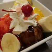 The Bellini Banana Split · Strawberries n’ cream, honey vanilla and old fashioned milk
Chocolate ice creams cradled wit...