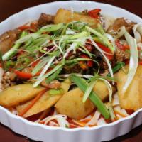 Dapanchi (Small Chicken Plate) · Chicken, potato & spicy sauce served with homemade flat noodles.