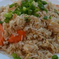 House Fried Rice  · Stir-fried rice with egg, tomatoes broccoli, carrot and onion