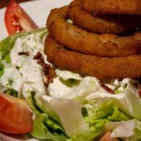 High 5 Salad · Mixed Greens - Tomatoes - Cheese - Diced Apples - Garlic Croutons - Onion Rings