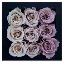 Lavender - 9Ct · DIM: 10 cm x 10 cm x 3.8 cm // Rose Size: 3 cm