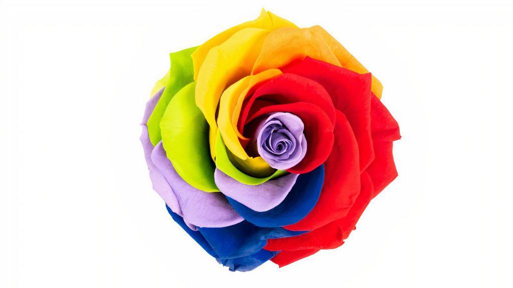 Rainbow Rose · DIM:  10 cm x 10 cm x 6.5 cm
*removable from package*