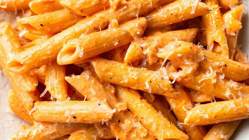 Penne Alla Vodka · Add chicken or shrimp for an additional charge.