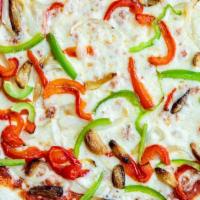 Mundi · Vegetarian. Roasted Garlic, Roasted Onion, Roasted Red Bell Peppers, and Fresh Green Bell Pe...