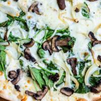 Popeye · Vegetarian. Rosemary-Infused Olive Oil, Fresh Spinach, Roasted Onions & Cremini Mushrooms