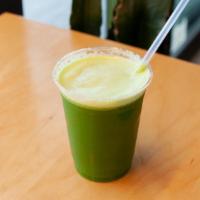 Green Elemonator · Made with cucumber, celery, kale, parsley, lemon, and ginger. Add an apple for an additional...