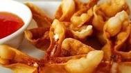 Crab Rangoon · Contain Mayo or Nuts. 
Deep fried cream cheese wonton served with sweet chili. 6 pcs
