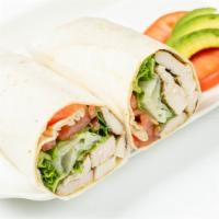Grilled Chicken Wrap · Grilled chicken, American cheese, lettuce, onions, tomato, and mayo.