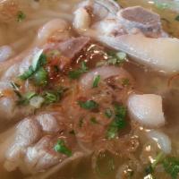 Banh Canh Gio Heo · Vietnamese thick rice noodle soup with pork hock.