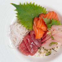 Chirashi Bowl · Tuna, Salmon, Yellowtail, and sushi rice