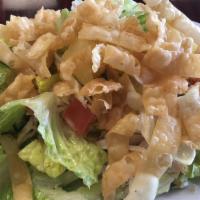 Tnt Chicken Salad · Iceberg, romaine, Napa, chicken, wonton chips with housemade soy sesame dressing and green o...
