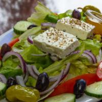 Crazy Greeks Salad · home made greek dressing