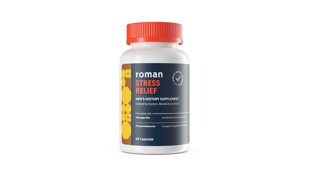 Roman Stress Relief Supplement For Men, 60 Capsules, Ashwagandha · Feeling stressed? Take a deep breath and say hello to a dietary supplement created by doctors and backed by science. It’s formulated with ashwagandha to support mental well-being*. 

*These statements have not been evaluated by the FDA.