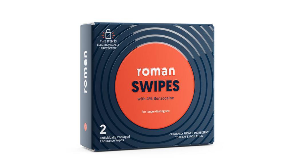 Roman Swipes: 4% Male Desensitizing Benzocaine Wipes, 2 Pack · An easy, discreet way to delay ejaculation and last longer in bed. The 4% benzocaine in Roman Swipes is clinically proven to increase sexual stamina and help with premature ejaculation. Simply apply to the most sensitive parts of your penis and wait five minutes to dry. Enjoy responsibly. Swipes do not prevent sexually transmitted infections (STIs).