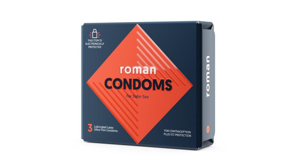 Roman Ultra-Thin Lubricated Latex Condoms, 3-Pack · Be ready for intimacy with Roman ultra-thin condoms, lubricated for pleasure. Made with premium 100% natural rubber latex. FDA-cleared because safe is sexy. 

CAUTION: This male product contains natural rubber latex which may cause allergic reactions. When used correctly every time you have sex, latex condoms help prevent, but do not completely eliminate the risk of, pregnancy and transmitting HIV and other sexually transmitted infections.