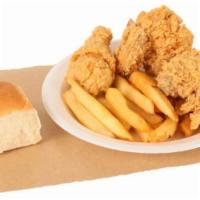 3 Pc. Fried Chicken · Served with French Fries  and Bread.